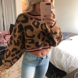 Nasty Gal Tops - Cheetah cropped sweatshirt Nasty Gal Tops - Cheetah cropped sweatshirt